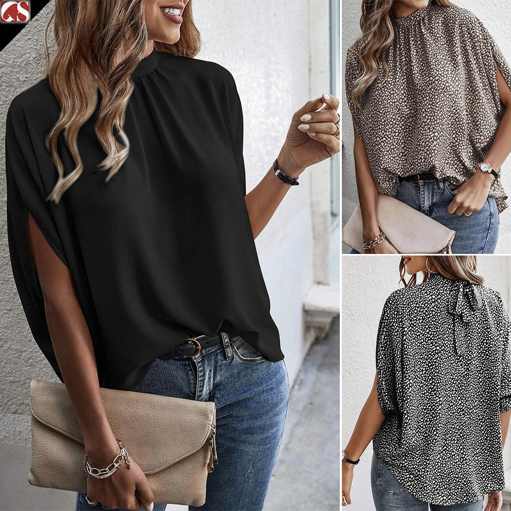 Dame Blusenshirt med afslappet ståkrave og elegante foldedetaljer Stilla