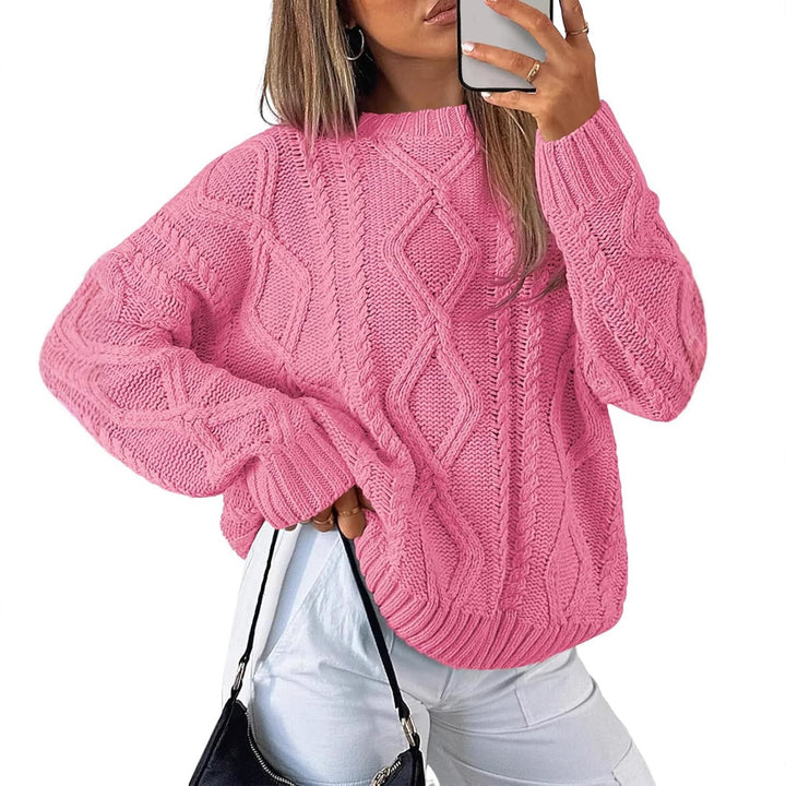 Kvinnernes chunky strikkede sweater med kabeldesign Stilla