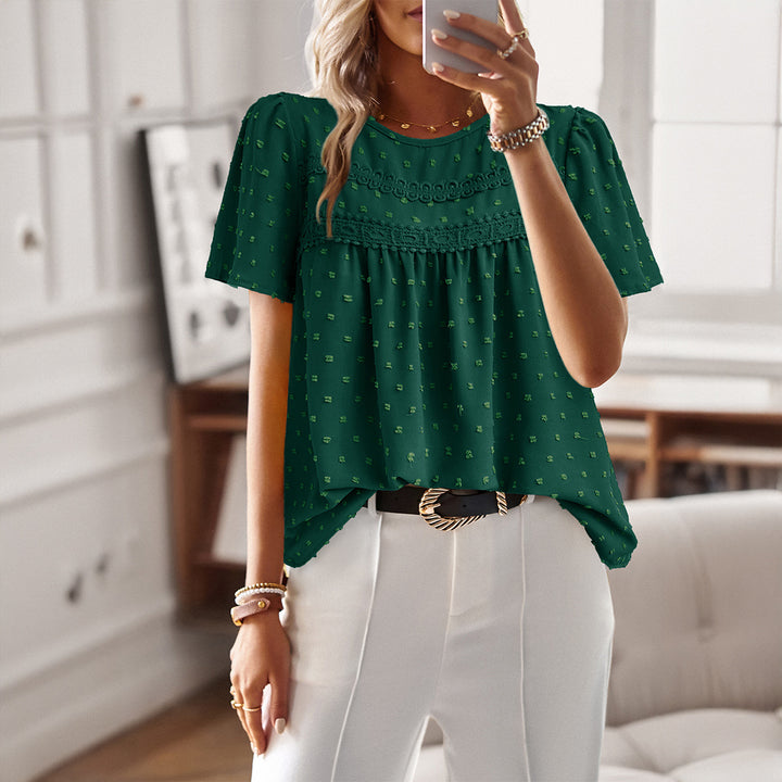 Dame let bluse med fin broderi Stilla