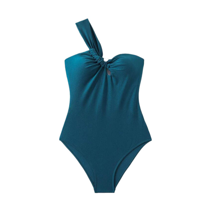 Dame 一delig badedragt med asymmetrisk stroppedesign og skinnende effekt Stilla