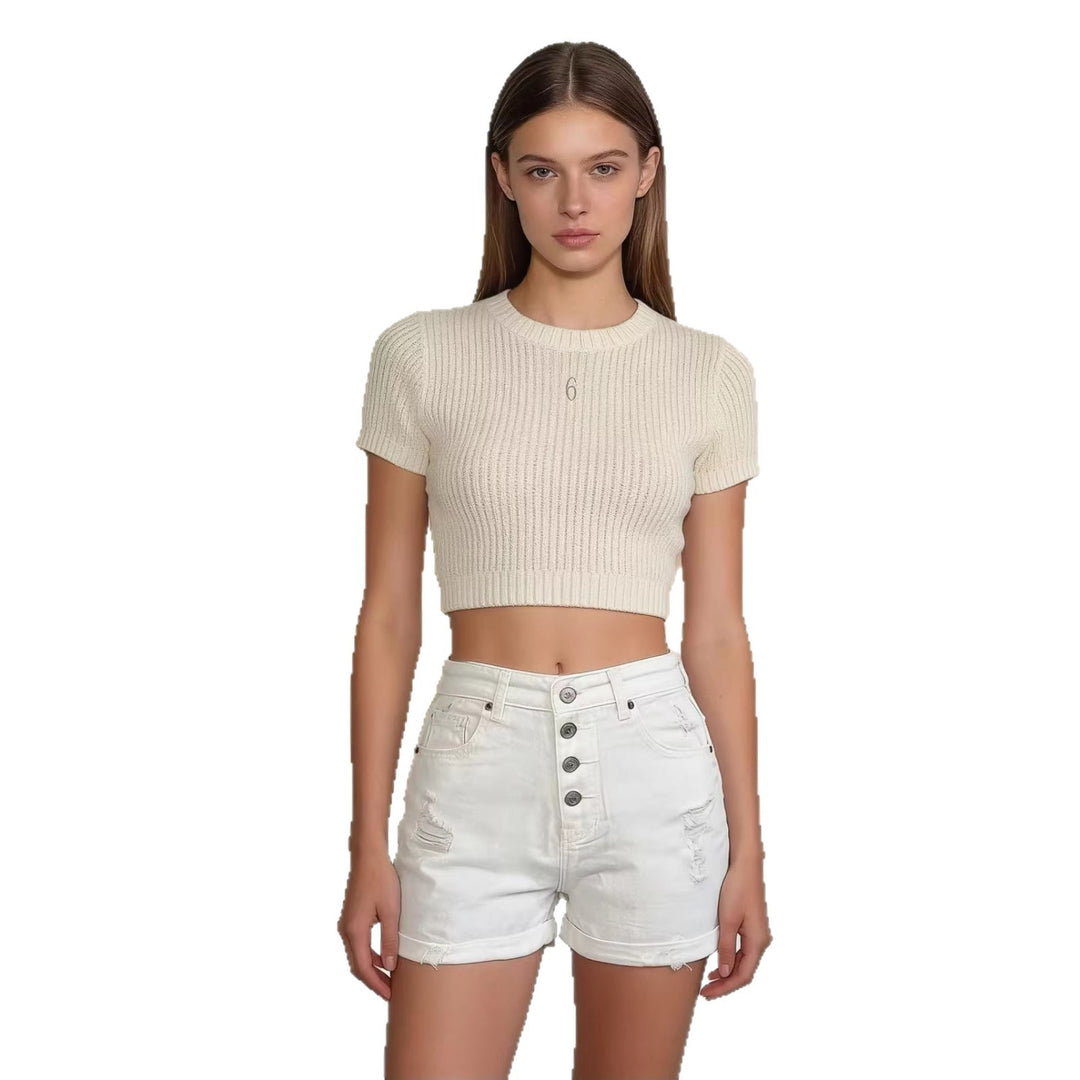 Dame cropped Denim-jakke med to lommer Skovae