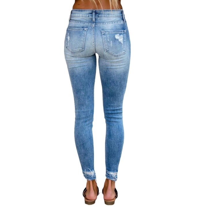 Dame Ripped Skinny Jeans med høj talje og afslappet pasform Stilla
