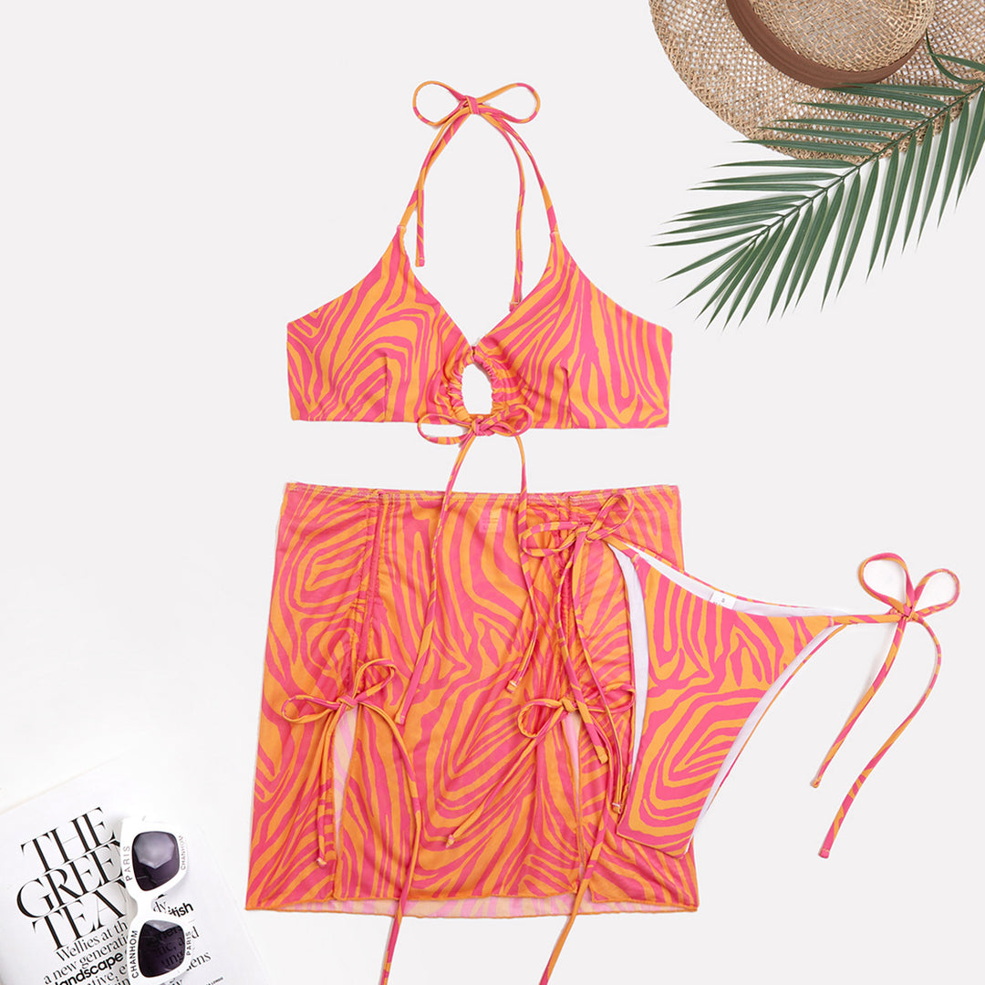 Damer Bikini-sæt med iøjnefaldende zebra-design og justerbare stropper Stilla