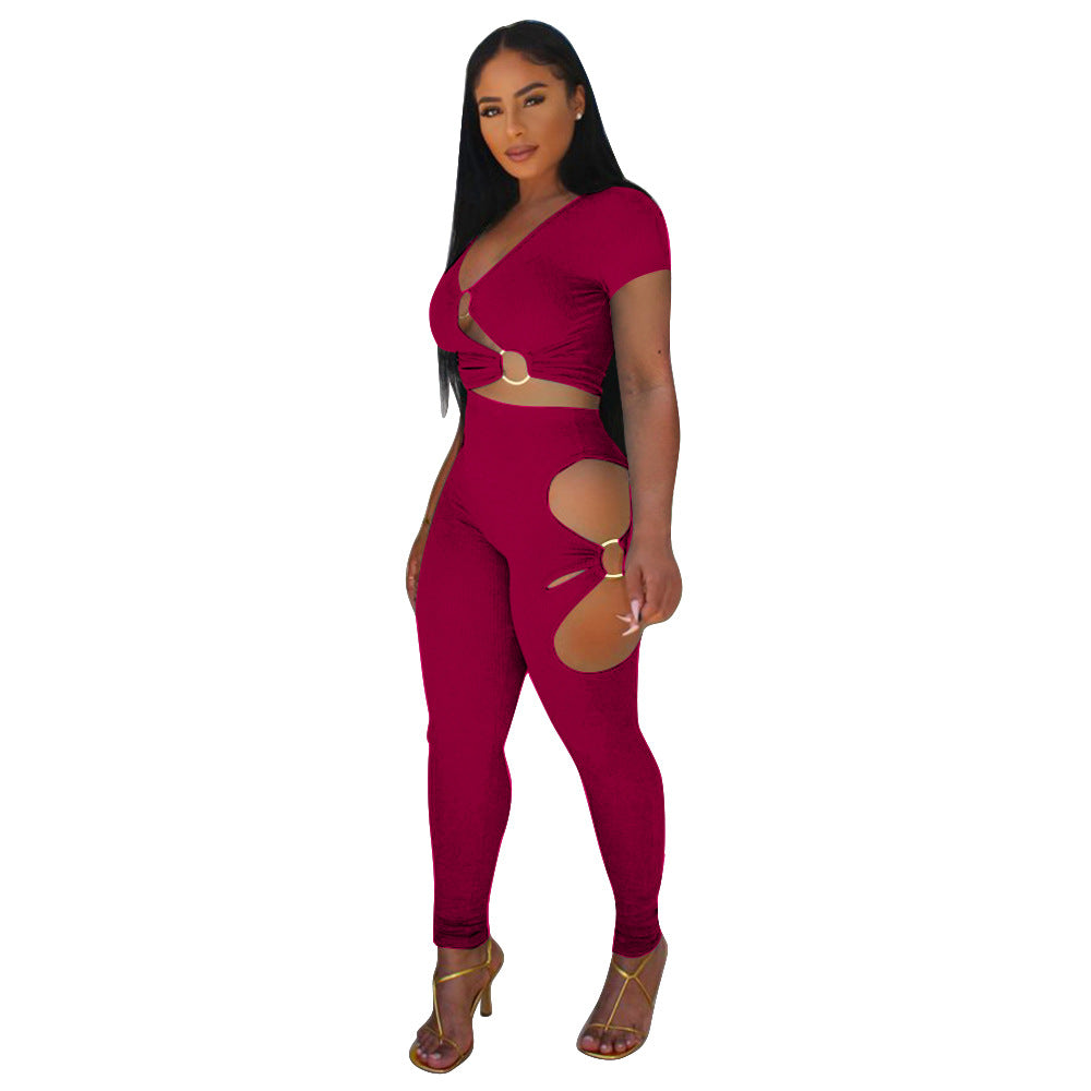 Dame figurtilpasset Cut-Out-jumpsuit med eksklusive accenter Stilla