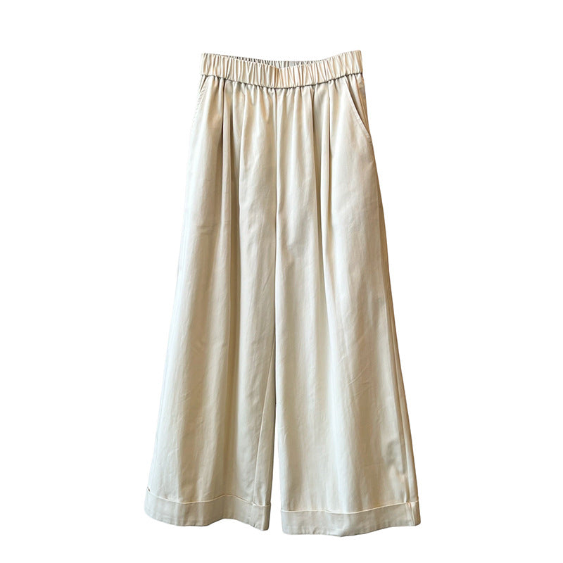 Dame bred Culotte-bukser med elastisk talje og indsyede folder Stilla
