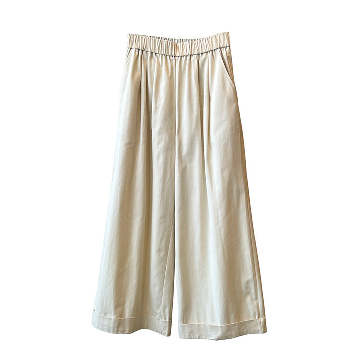 Dame bred Culotte-bukser med elastisk talje og indsyede folder Stilla