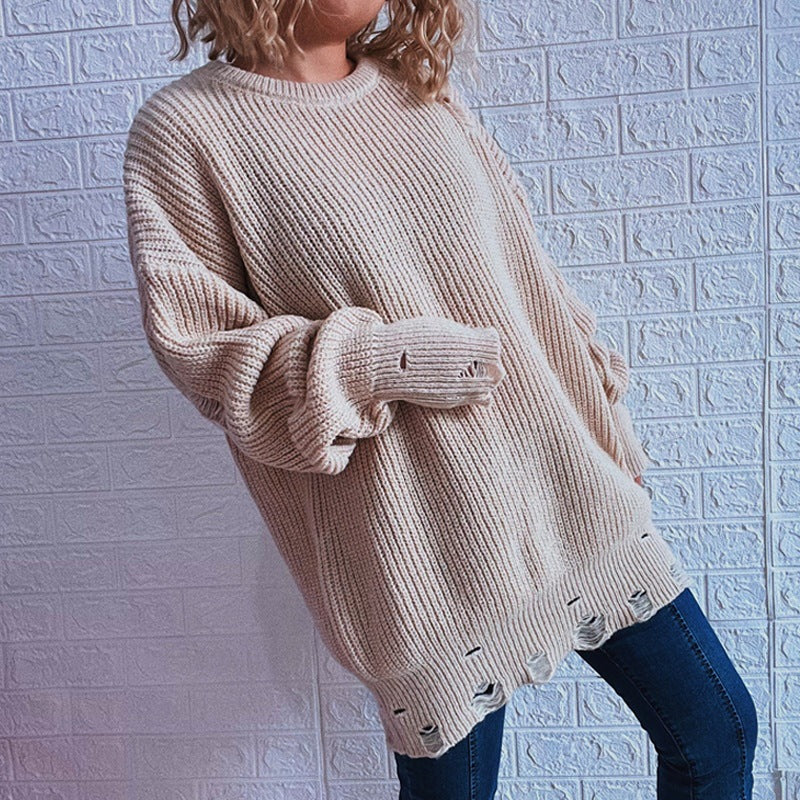 Kvinders afslappede oversized sweater med tekstureret strikdesign Stilla