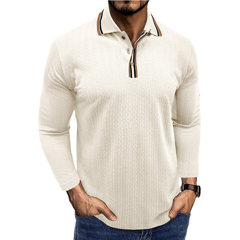 Stilla | Polo Shirt Tailored Fit Lange Ærmer Stribet Krave Strik Struktur