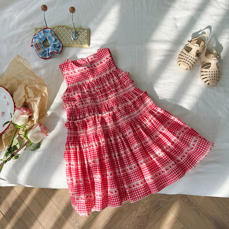 Pige Gingham-tryk Volanterkjole Stilla