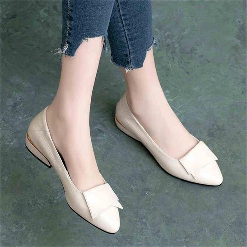 Dame elegante Ballerinas med modsperspektiv sløjfe-detalje Stilla