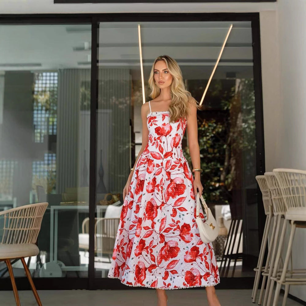 Dame Floral Lagdelt Maxi Kjole Stilla