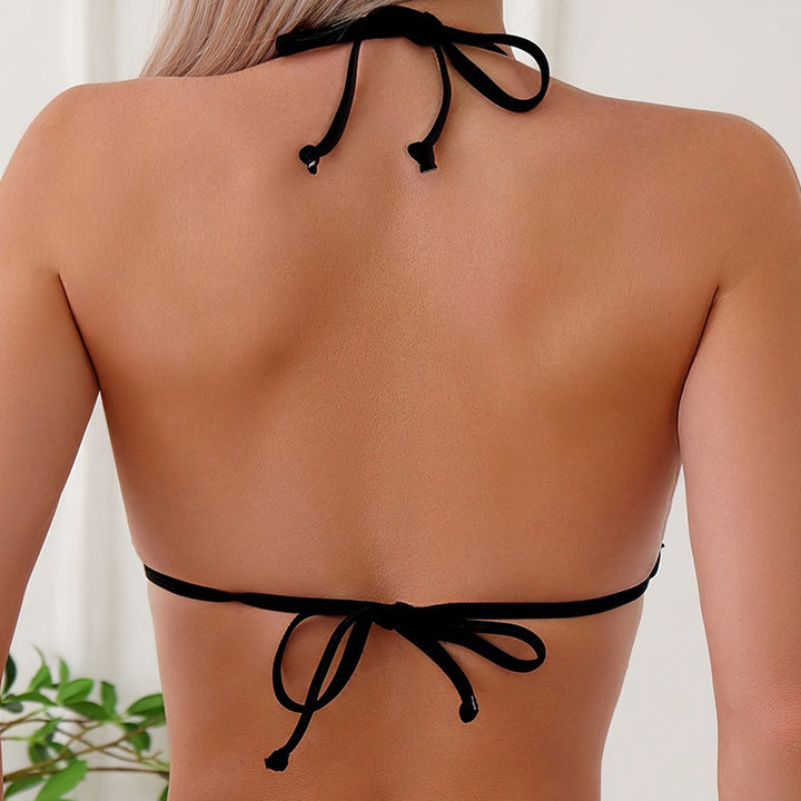 Dame Triangel-Bikini med guldfarvede detaljer og elegant design Skovae
