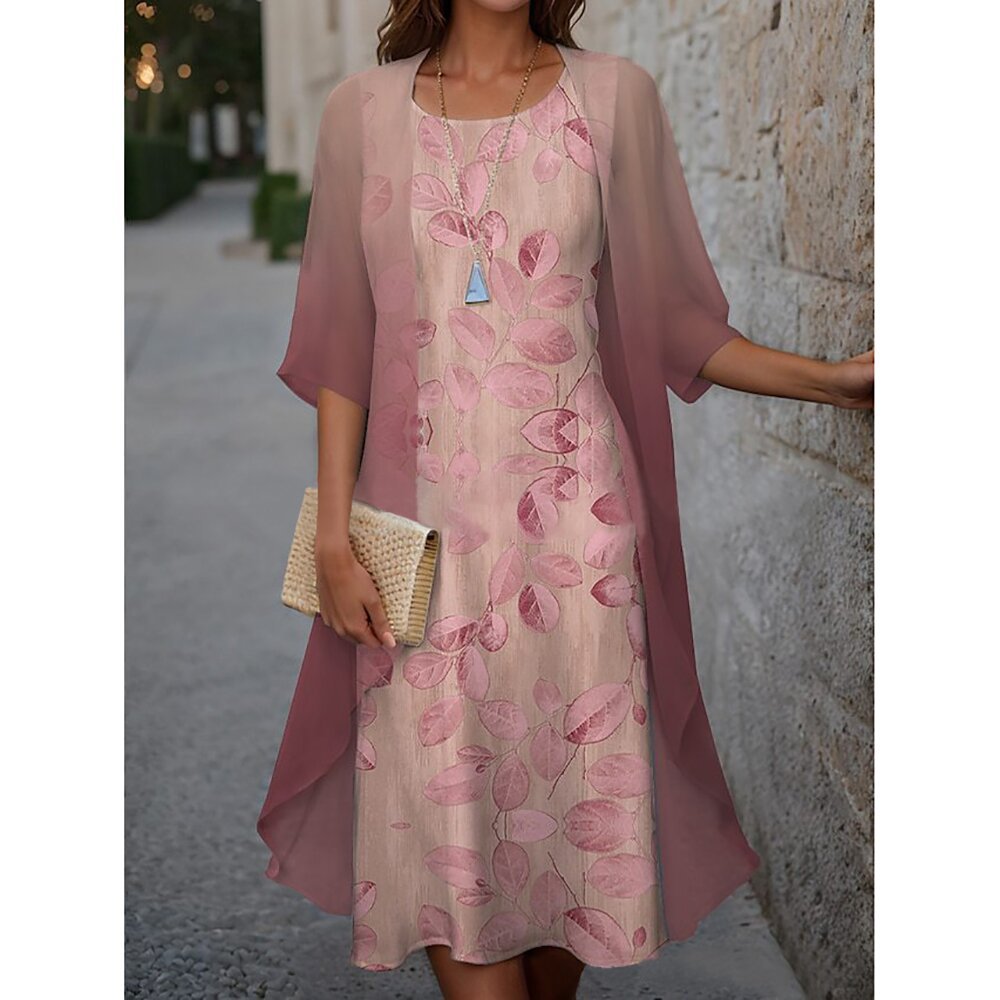 Dame elegant maxikjole med gennemsigtig chiffonoverdel og blomsterprint Stilla