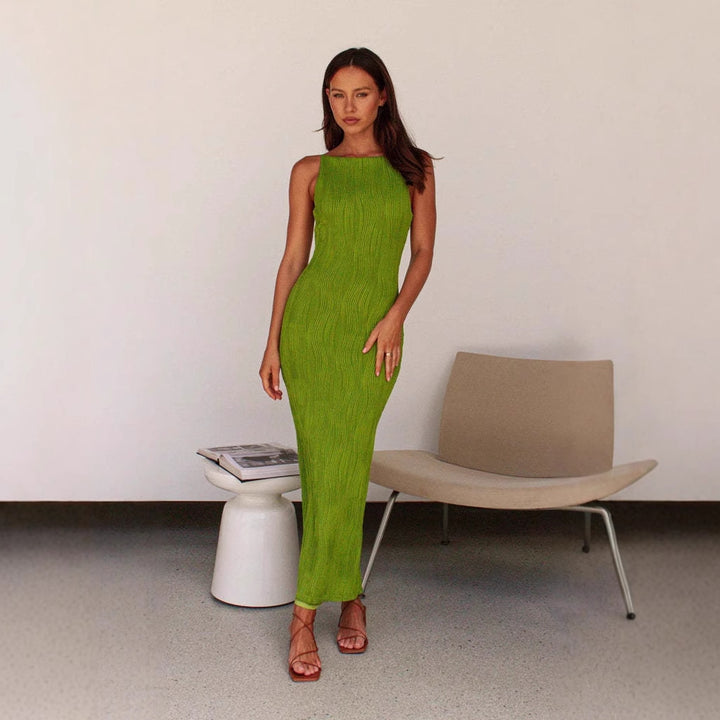 Dame Bodycon Maxi Kjole i Moderne Stribet Design Skovae