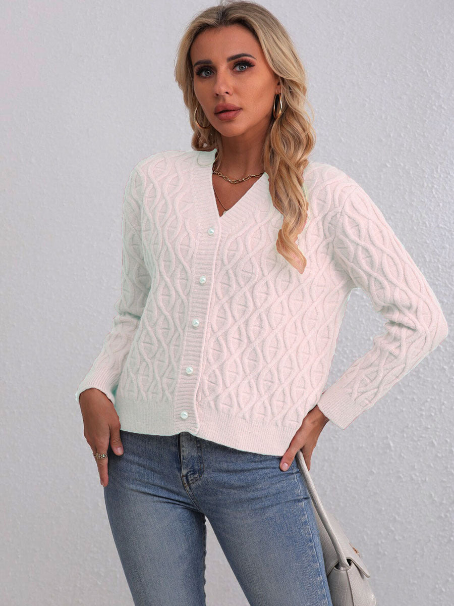 Kvinders cardigan med elegant honningcomb-struktur Stilla