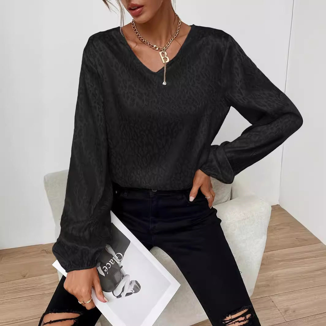 Femme Elegante V-Udskæring Bluse med Ballonærmer Stilla