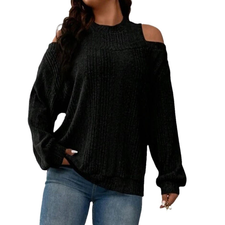Dame Oversized Strikbluse med skulderudskæringer og ribstruktur Stilla
