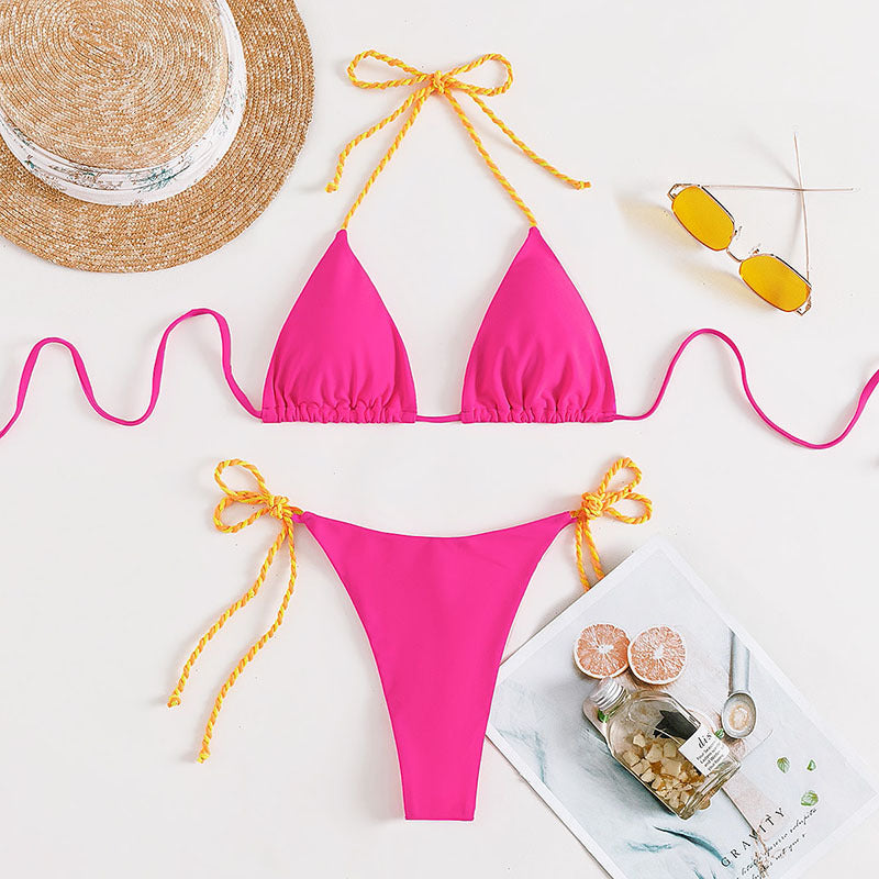 Dame triangel-bikini med justerbare stropper og farverige accenter Skovae
