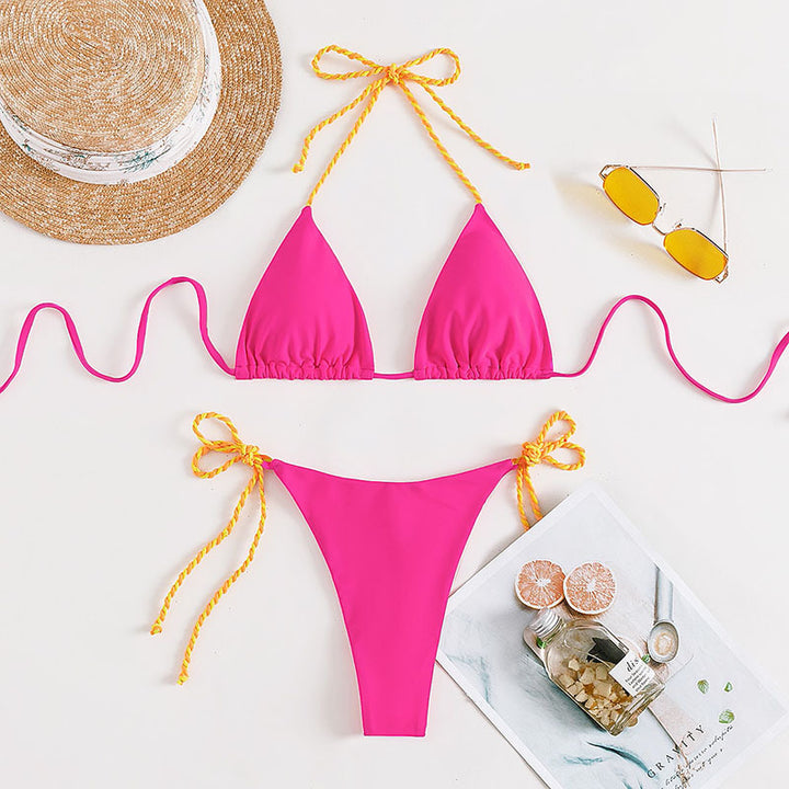 Dame triangel-bikini med justerbare stropper og farverige accenter Skovae