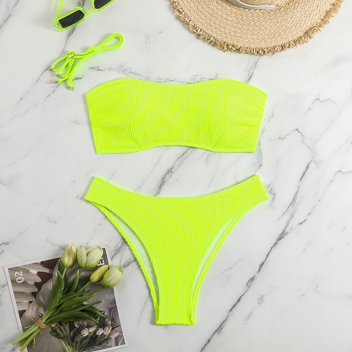 Dame bandeau-bikini med struktureret design Skovae