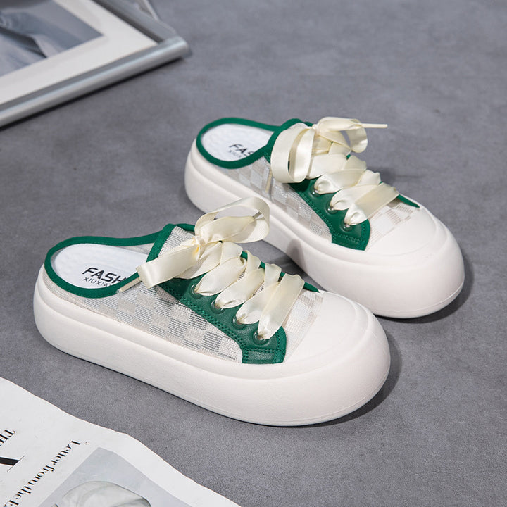 Dame Luftige Slip-On Sneakers med elegant Satin-snøresystem Stilla