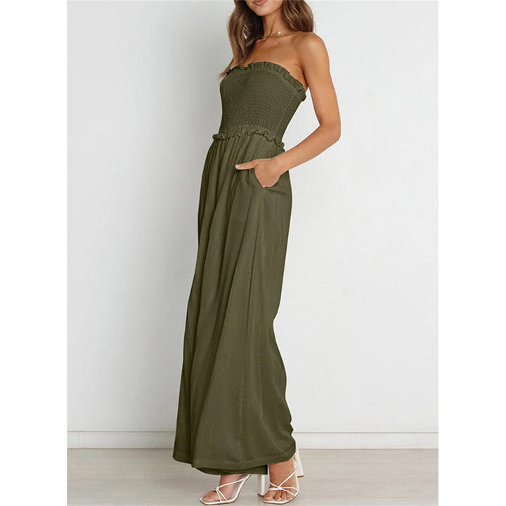 Damer vidt skåret jumpsuit med volanger Stilla