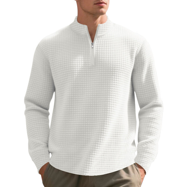 Herren nan City-Thermo-Pullover med kort lynlås Stehkragen og fin kvadratstruktur Skovae