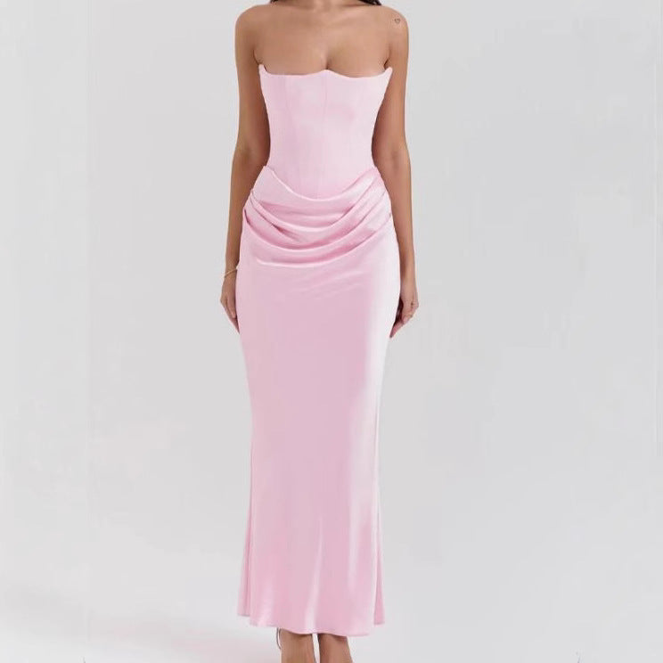 Dame Strapless Aftenkjole med raffineret Drapé Stilla
