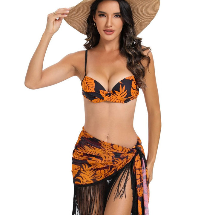 Dame blomsterprint frynser bikini sæt Stilla
