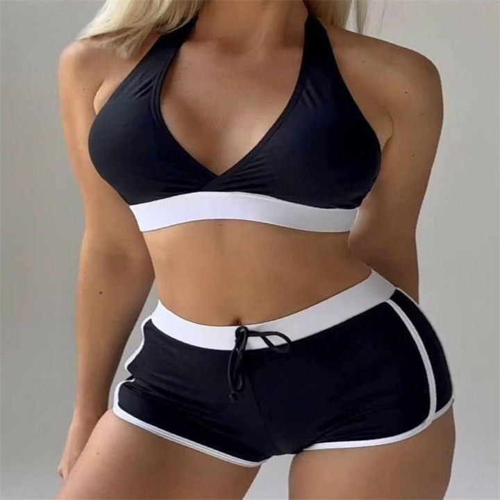 Dame Sport-Bikini-Sæt med justerbare stropper og højskårne shorts Skovae