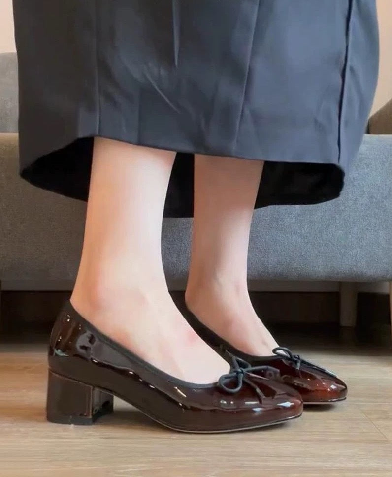 Dame Elegant Sløjfe-Detalje Blokhæls Pumps Stilla
