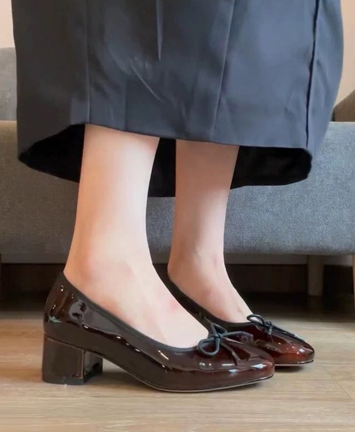 Dame Elegant Sløjfe-Detalje Blokhæls Pumps Stilla
