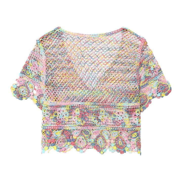 Damer luftig spidse-crochet-cardigan med farverigt hæklemønster Skovae