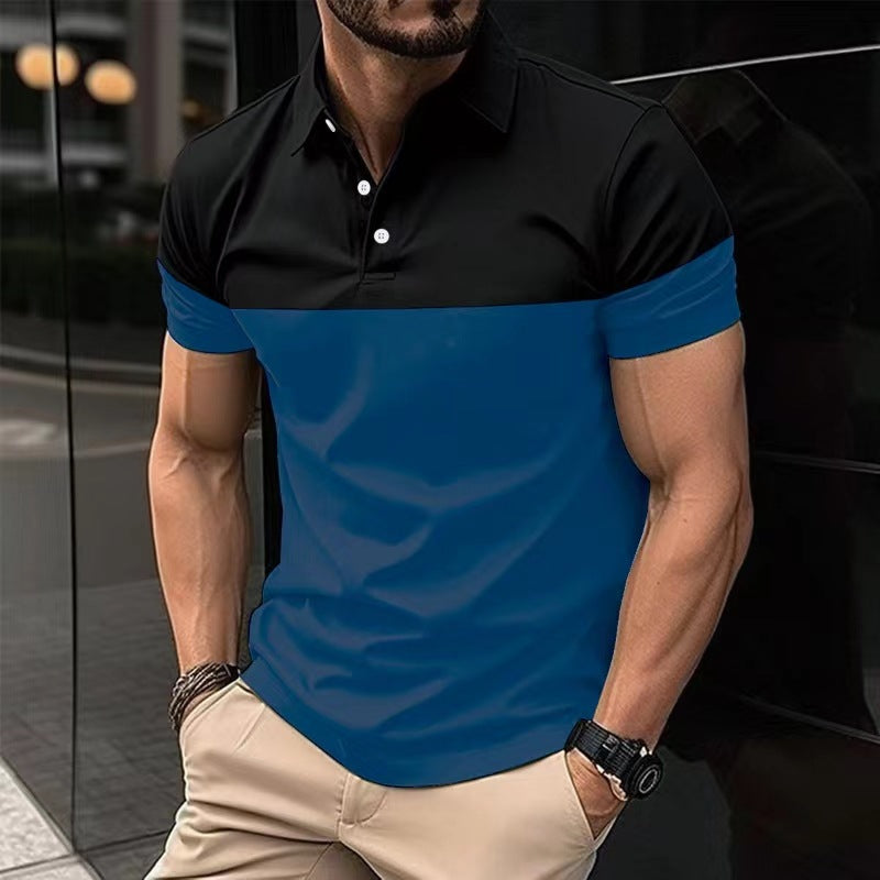 Herrer Polo-Skjorte med moderne farveblokdesign Stilla