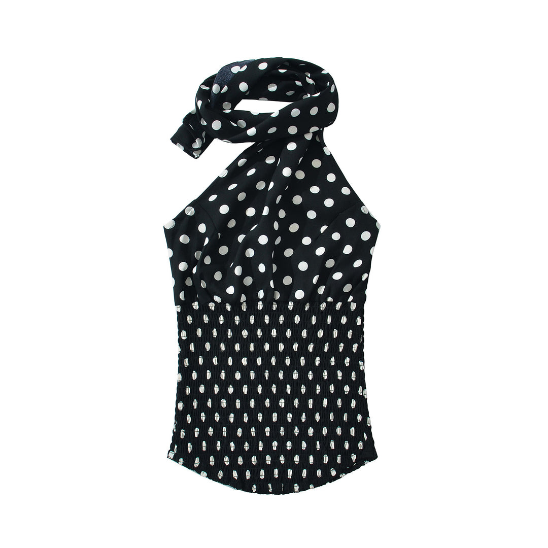 Dame Raffineret halterneck top med smart knudedetalje og elastisk kant Stilla