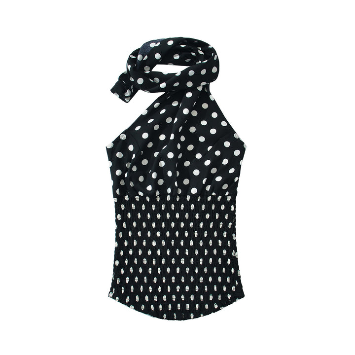 Dame Raffineret halterneck top med smart knudedetalje og elastisk kant Stilla