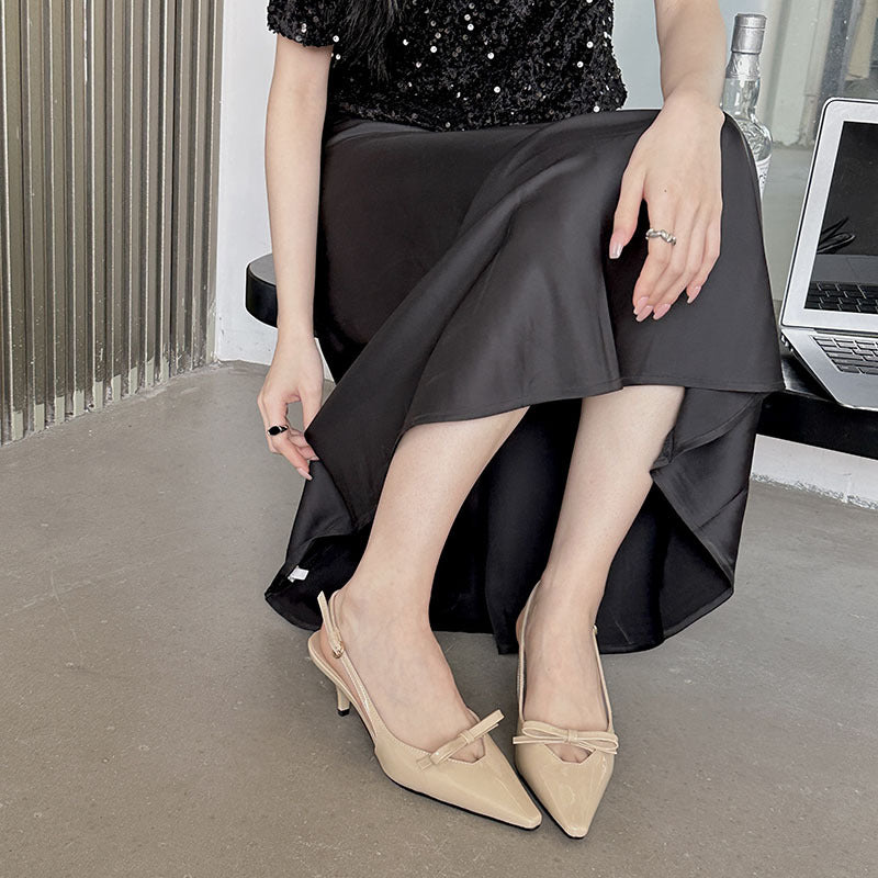 Dame Slingback Pumps med elegant sløjfedekoration og smart hæl Stilla