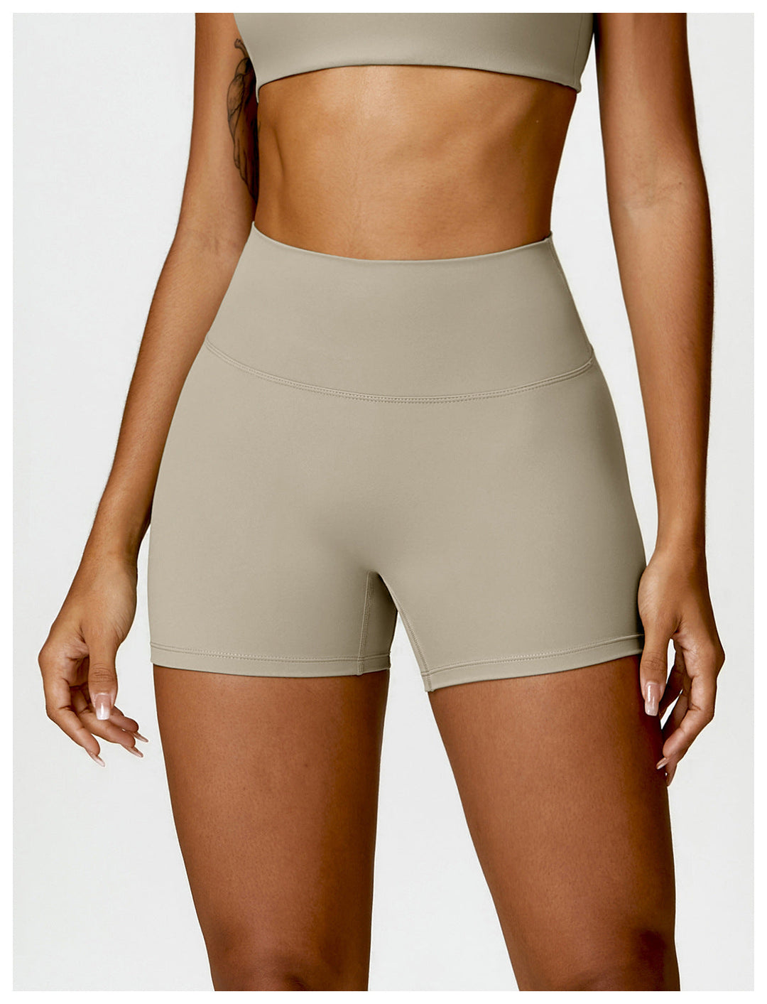 Stilla | Talje Børstet Yoga Shorts Mave Kontraherende Fersken Hip Raise Slim Fit Løbe Fitness Bukser