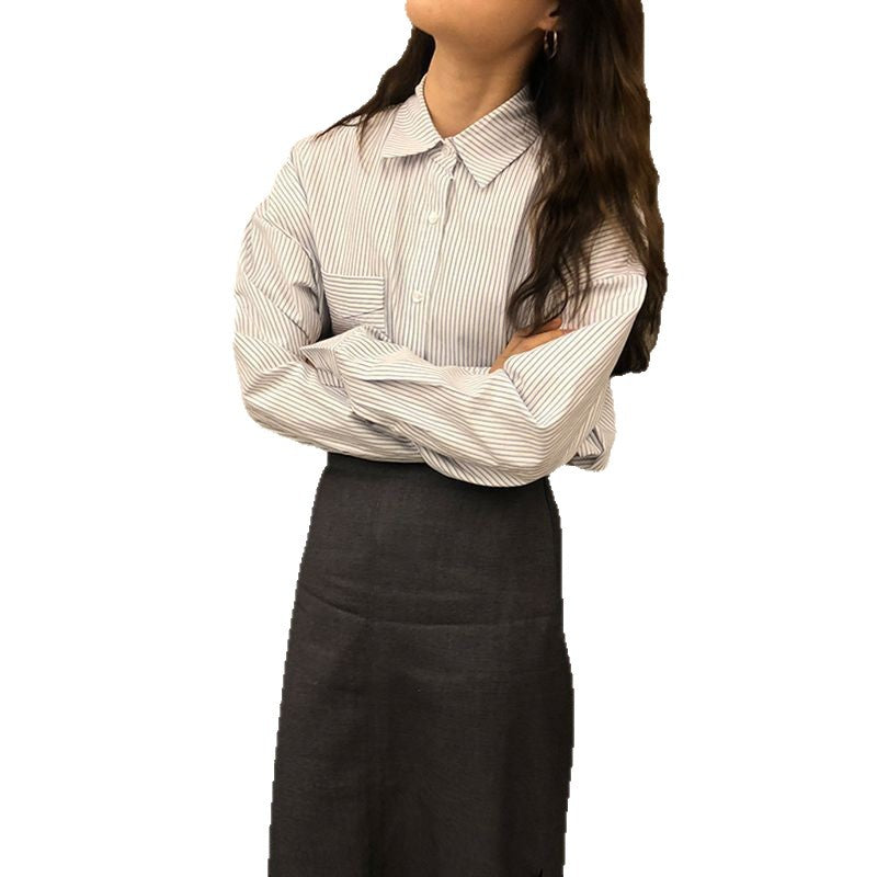 Damer fashionable langærmet bluse med striber Stilla