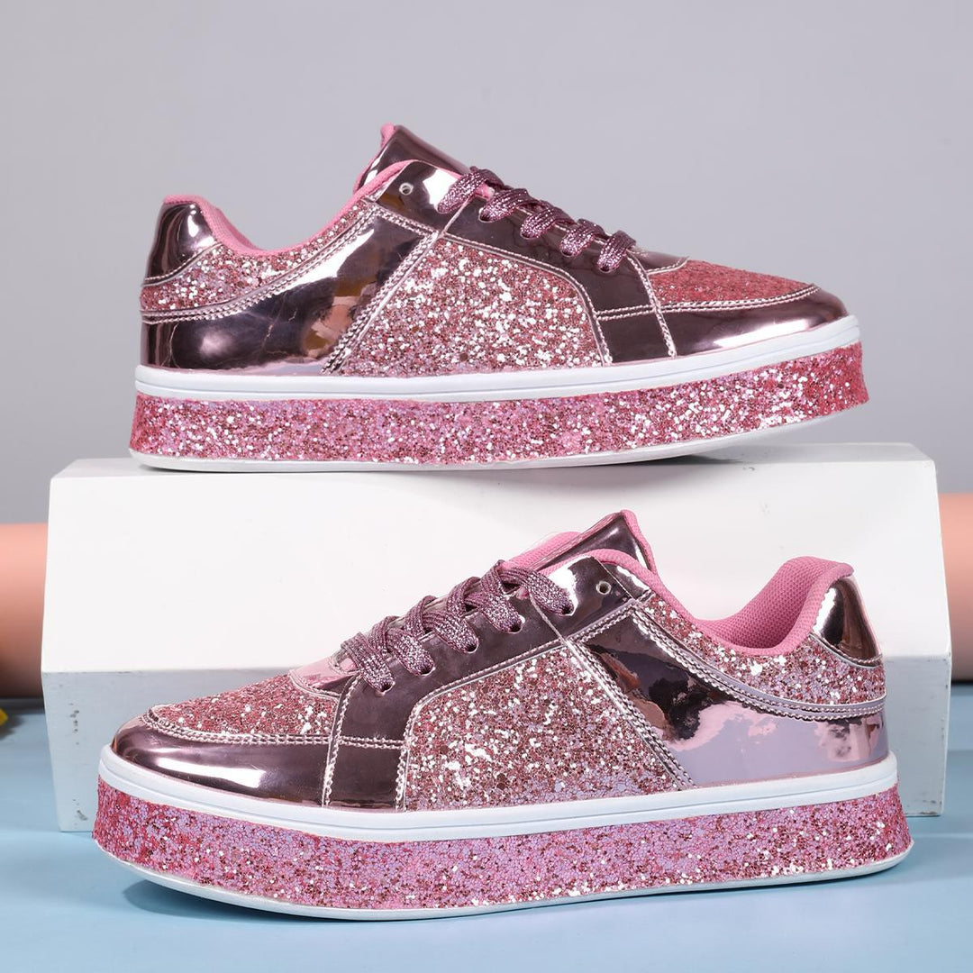 Dame Funklende Plateau-Sneakers Stilla