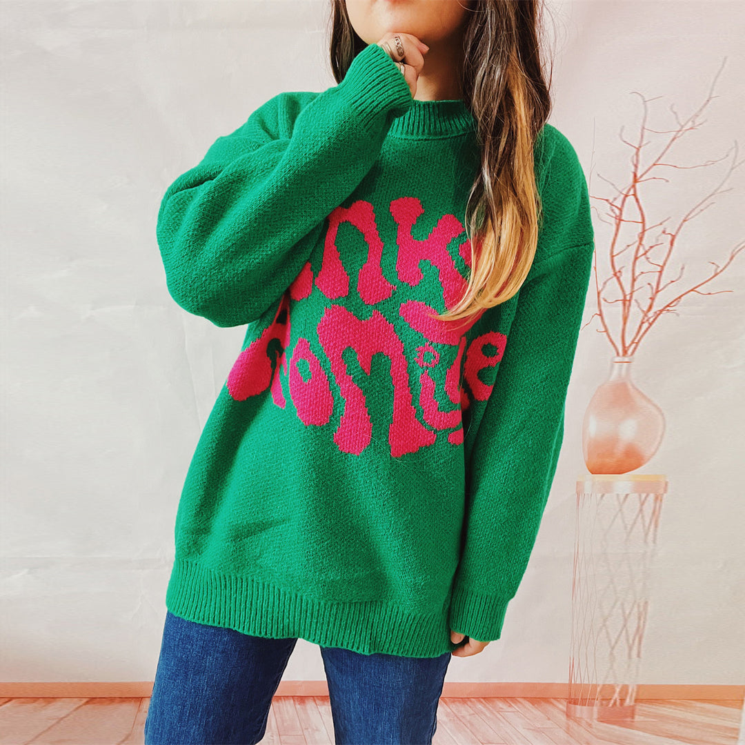 Dames casual sweater med unikt tekstdesign Stilla