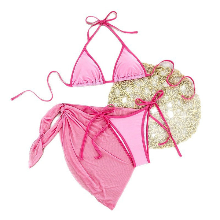 Dame triangel-bikini med omslagsskjørt og justerbare stropper Skovae