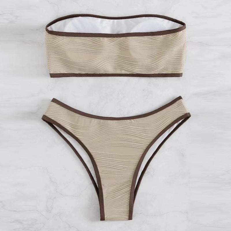 Dame bandeau-bikini-sæt med struktureret design Skovae