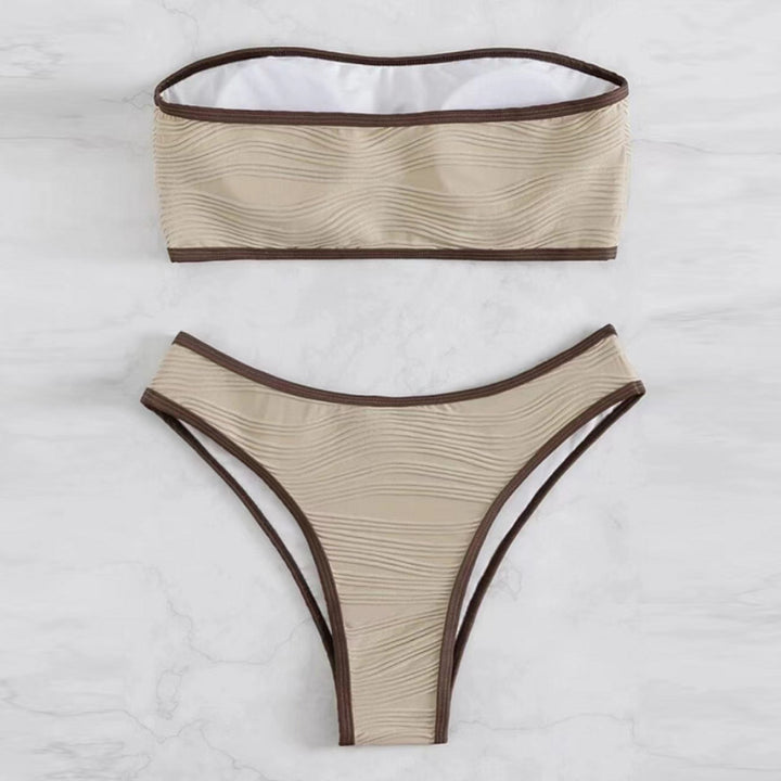 Dame bandeau-bikini-sæt med struktureret design Skovae