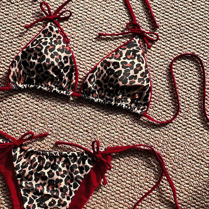 Dame triangel bikini med dyreprint og justerbare bindebånd Skovae