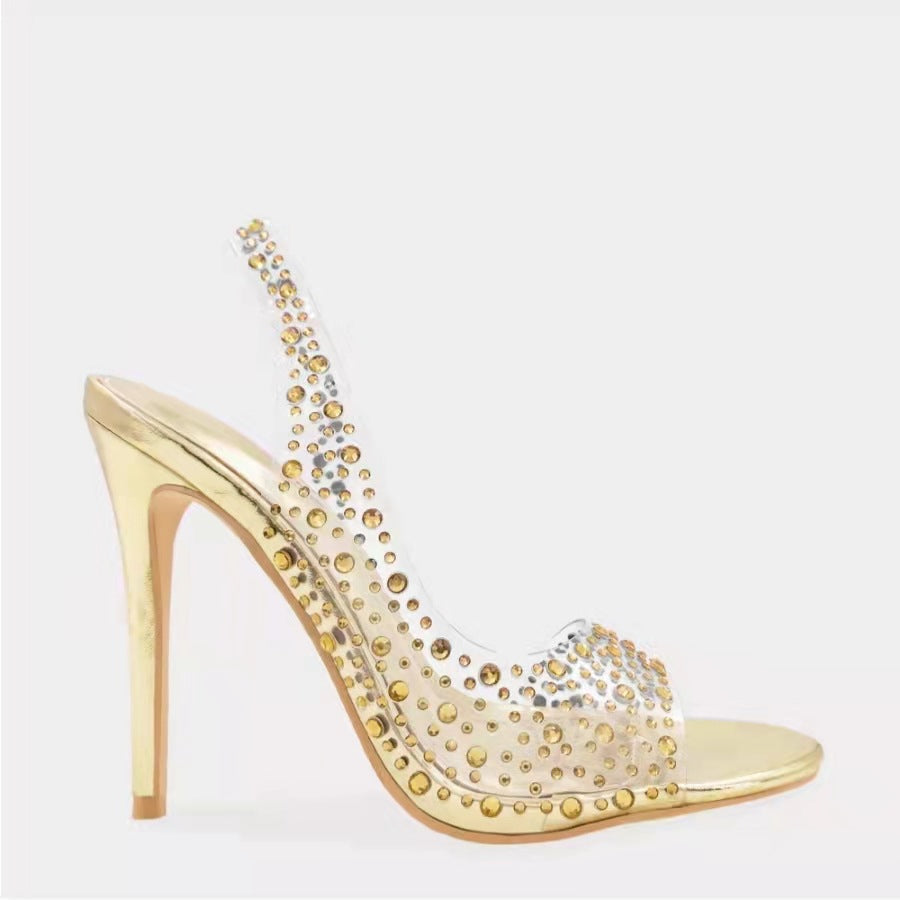 Dame Glamourøse Højhælede Sandaler med funklerende Rhinsten Stilla
