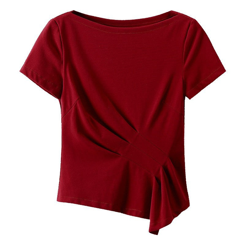 Dame top med elegant omslagsdesign og feminin drapering Stilla