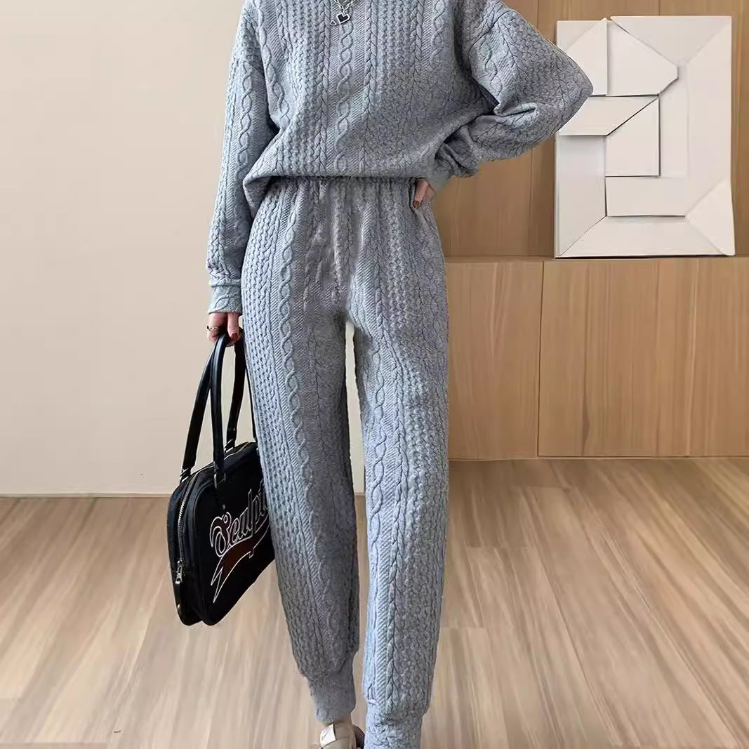 Dame strik-loungewear-sæt med struktureret design og behagelig pasform Stilla