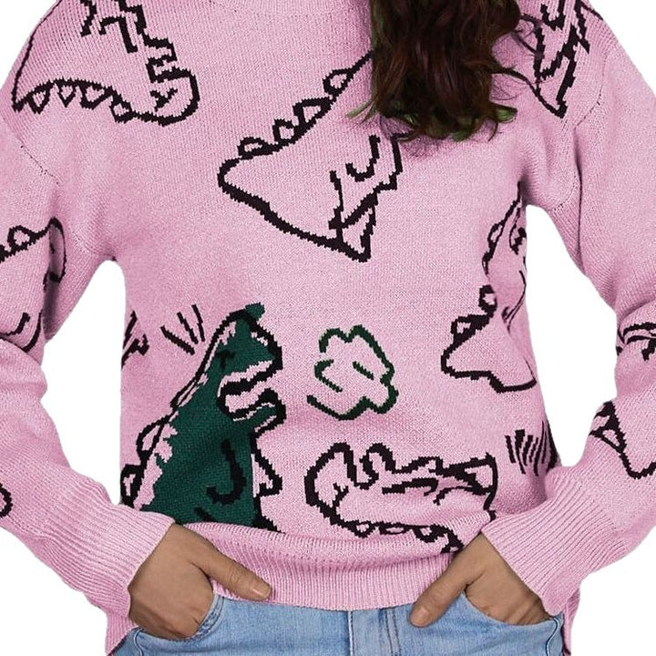 Dame sweater med dinosaur motiv og afslappet pasform Stilla
