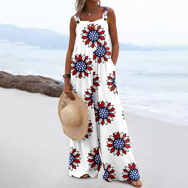 Dame Løs Jumpsuit med floraltryk og bredt ben Stilla